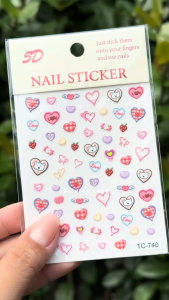 Kids Nail Sticker | Cute Love Style | Hearts Bears & Berries Design | Easy Peel | Safe for Children