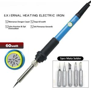 Solder iron + 5 Mata Solder 60W Atur Suhu Temperature Solder listrik Solder Elektronik Solder 220V