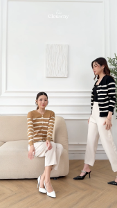 Clouwny Verena Button Knit Top Atasan Lengan Panjang Simple Premium Knit Korean Look Fit to XL