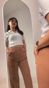 COZIE PANTS RIB KNIT PREMIUM HIGHWAITS KULOT LOOSE PANTS PETITE FRIENDLY CELANA WANITA ANTI KUSUT