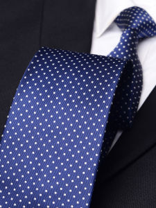 Romguest | Navy Blue Dots Tie For Business Wide 9cm