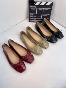 Dép Ballet Siêu Mềm Cho Phụ Nữ Với Thiết Kế Nơ Mơ Mộng Nội Thất Sợi Siêu Mịn Gót Thấp Đế Bằng Chất Liệu Cao Su