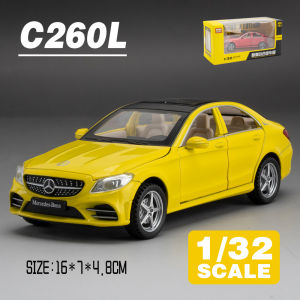 1/32 รถบรรทุกรถยนต์รุ่นลูกเต๋า Benz C260L หล่อโลหะสำหรับเด็กผู้ชายเด็กยานพาหนะ หรือของสะสม