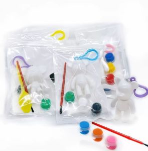 DIY Painting Toys Set / Fluid Paint Bear Keychain Handmade Violent Bear / Fluid Painting Color Carton Sets Kids Gift Children