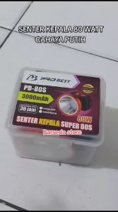 Bisa COD - Senter Kepala 80 WATT PROBEST 3000 mAh Cahaya Putih PB-80S Premium Quality