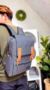 COD Semarang Terbaru Tas ransel Pria wanita kain / bahan kanvas denim terdapat 5 warna muat laptop