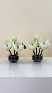 แจกันดอกบัวจิ๋ว ดอกบัวปลอมพร้อมแจกันขนาดเล็ก