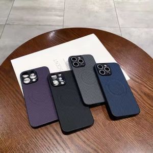 Casing For Apple IPhone 16e IPhone16e I Phone16 e Phone Case Carbon Fiber Leather Matte Texture Magnetic Wireless Charge Back Cover For Iphone SE 4 SE4 2025