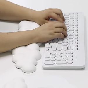 Cloud Shaped Keyboard Wrist Rest Soft Leather Memory Foam Wrist Support Cushion for Laptop Computer Keyboard Anti-Slip