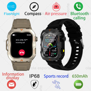 Three Defense Military Mens Smart Watch lP68 Waterproof Outdoor Sports Large Screen Bluetooth Call Smartwatch For Android IOS
