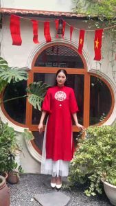 AD026 Áo dài cách tân dáng suông phúc lộc - Khánh Linh Style