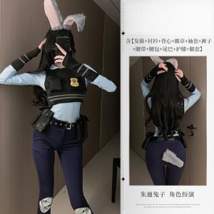 Christmas Cosplay Costume Judy Rabbit Police Officer from Zootopia Cartoon Female Version for Anime Conventions And Fan Meetings