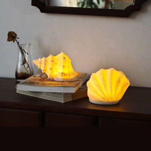 Creative Shell Night Light Bedroom Decorative Glowing Atmosphere Lamp Shell Sculpture Bedside Lamp Shell And Urchin Design