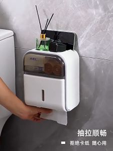 Bathroom Tissue Holder Multi Functional Wall Mounted Drill-Free Waterproof Storage Rack For Shower Shelf Organizer