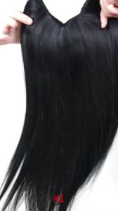 V Shape Clip In Human Hair Extensions Invisible Brown Blonde Highlight Toppers For Women Straight Brazilian Remy Hair 16Inch