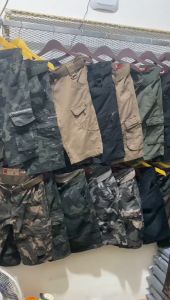 Celana Cargo Loreng Pendek Pria Casual Gratis Ikat Pinggang