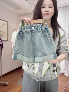 กางเกงขาสั้นยีนส์เด็กผู้หญิง กางเกงขาสั้นลายจุดดาว กางเกงขาสั้นเด็กผู้หญิง กางเกงขาสั้นเด็กโต กางเกงยีนส์ขาสั้น