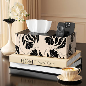 French Vintage Leather Multi-Functional Tissue Box Living Room Fabric Remote Control Storage Box Coffee Table Organizer