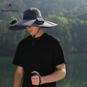 COD Sun Hat with 2 Solar Fan For Adult Mens Womens Fishing Wide Brim Sun Cap for Outdoor Summer Camping Beach USB & Solar Powered
