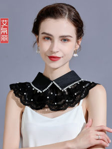 Decorative Lace Trim Small Shawl Womens Outerwear Shirt Collar Summer Sun Protection with Skirt White Shirt with Fake Collar Trendy