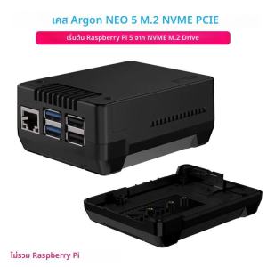 Argon NEO 5 M.2 NVME PCIE สําหรับ Raspberry Pi 5 พร้อมพัดลม PWM ฮีทซิงค์ในตัวสําหรับ SSD Boot Pi 5 จาก M.2 NVME Drive