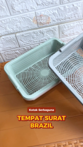 TEMPAT BRAZIL - Keranjang Surat Segi / Kotak Serbaguna /Keranjang Alat Tulis / Tempat Sendok