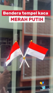 isi 12 Bendera Tempel Kaca Merah Putih / bendera hiasan mobil / aksesoris hut ri bendera tempel kaca