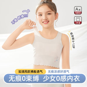 Girls Ice Silk Seamless Underwear Small Vest Thin Model Primary School Students Developmental Stage Summer Home Clothes