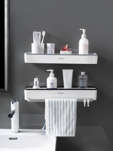 Giá Để Đồ Phòng Tắm Treo Tường Không Cần Khoan Giá Để Đồ Phòng Tắm Kiểu Scandinavia Màu Trơn Shuang Qing Home Reside