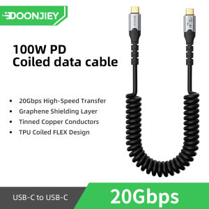 BSN | DOONJIEY USB3.2 Fully Functional Cable PD 100W USB C Spring Data Cord 20Gbps 4K Support OTG For MacBook iPad Portable Short Wire