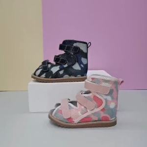 Ortoluckland Kids Shoes Girls Summer Sandals Children Boys High Heel Reinforced Camouflage Orthopedic Mesh Flats 3 To 12Years