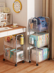 Office Desk underneath Multi-layer Storage Rack Childrens School Bag Organizer Mobile Cart under Table Storage Shelf Plastic