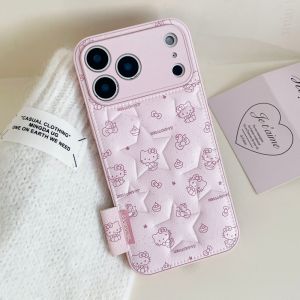 Sanrio | 3D Embossed Sanrio HelloKitty Phone Case For iPhone 11 12 13 14 15 16 17 Pro Max Soft Silicone Pink Sweet Girl Shockproof Cover