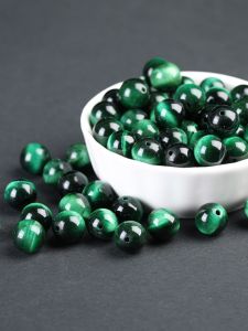 Natural Tiger Eye Stone Loose Beads DIY Handmade Bracelet Necklace for Men And Women Wooden Treasuries Crystal Fashion Jewelry