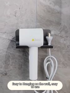 YT Metal Aluminum Hair Dryer Storage Rack Wall Mounted Storage Installation Without Drilling