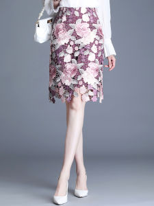 Lace Half Skirt High Waist Embroidered Hollow