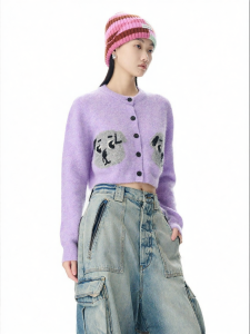Dog Jacquard Knit Cardigan