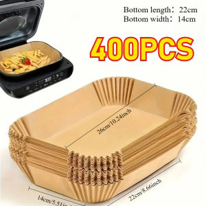 Disposable Air Fryer Liners Non-Stick Parchment Paper Rectangular Brown Heat Resistant for Baking and Frying Kitchen Essential