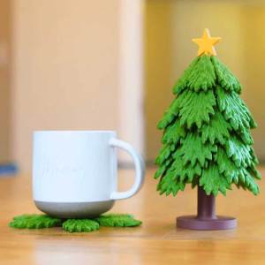 Cây Coaster Mat món ăn tấm cách nhiệt trivet Set Coaster cho ấm trà chậu nóng placemats bảng Quà Tặng Cây giáng sinh bộ đế lót ly