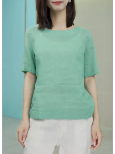 QINGNAER | Casual Slim-fit Short Sleeve Large Size Womens Shirt