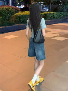 QIANCHANGNAAI | Retro High Waisted Thin Casual Wide Leg Shorts