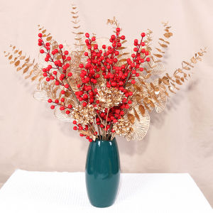 Fortune Fruit Artificial Fruit Bouquet Decoration Christmas Berry Auspicious Holly Red Fruit Home Decorative/ Xmas Ornaments Gifts/ cny flower decoration/ Fake flower 新年装饰品2025 银柳花 新年花装饰