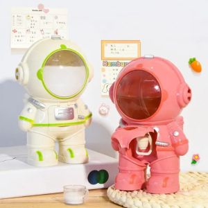 ROLL Astronaut Water Bottle Pink White With Water Cup Toy Drink Machine Strap Water Dispenser Birthdays Gifts