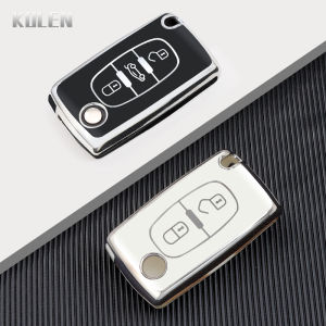 2 3ปุ่มเคสกุญแจรถ TPU แบบพับได้สำหรับ Peugeot 207 307 308 407 607 807สำหรับ Citroen C2 C3 C4 C5อุปกรณ์ป้องกัน C6 FOB