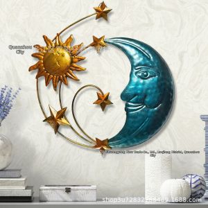 Creative Metal Ironwork Moon Face Sun Star 3D Wall Hanging Decoration