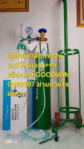 ชุดพ่นยาอ๊อกซิเจน 0.5Q+(ผอม)+รถเข็น+เกจ์ GOODWIN GW2307 ช่วยหายใจ พ่นยา