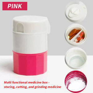 Multi-Functional 4-in-1 Medicine Box: Drug Storage Container with Cutter And Grinder Features for Versatile Use