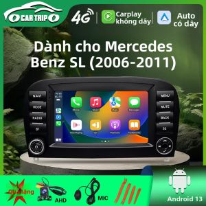 Đầu Radio Xe Hơi Android 2 Din Không Dây Carplay Dành Cho Mercedes Benz SL 2006-2011 R230 SL350 SL500 Đầu Phát Đa Phương Tiện 7 Inch MP5 BT FM EQ
