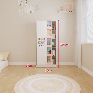 KEBIXIONG | Childrens Double Sliding Door Bookcase