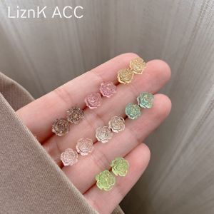 Blue Camellia Resin Earrings Trendy Sweet Small Audience Design Sensation Spring Summer New Style Fashion Jewelry Ear Jewelry